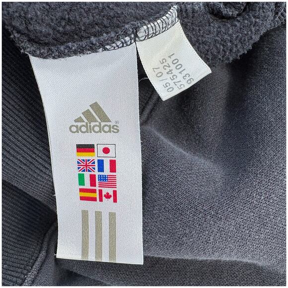 2000s Adidas Embroidered Logo Hoodie Sweatshirt Streetwear Faded Black | Size L - Picture 5 of 8